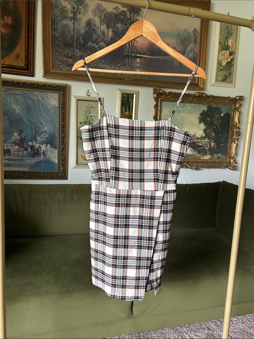 Plaid Spaghetti-Strap Romper